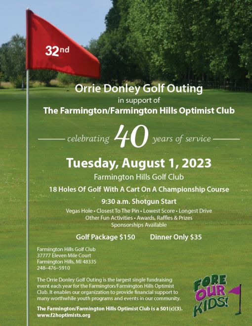 2023 08 01 Optimists Club Golf Outing button flyer