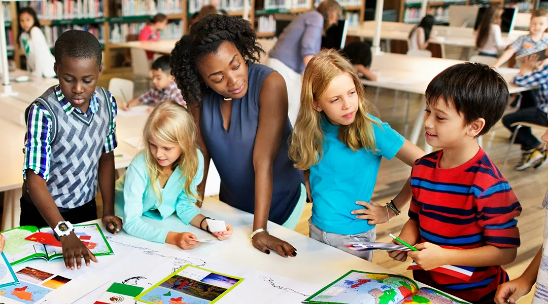 children with teacher